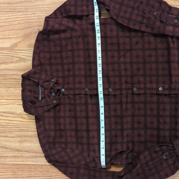 Slate & Stone deep purple and black corduroy 100% cotton button-down shirt, L - Picture 2 of 5